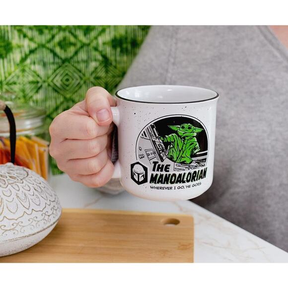 Star Wars Mandalorian Baby Grogu Yoda Wherever I Go He Goes 20oz Ceramic Mug - Picture 4 of 7